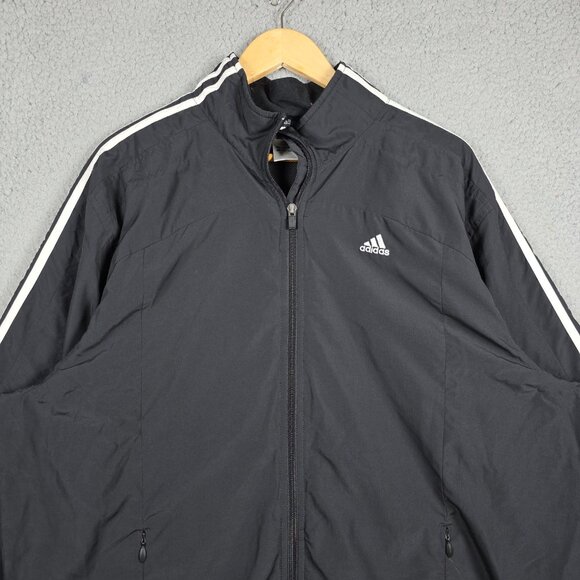 Vintage Adidas Track Jacket Large Black 3 Stripe 06 Y2K Clima 365 Mesh Lined Zip - Picture 2 of 15